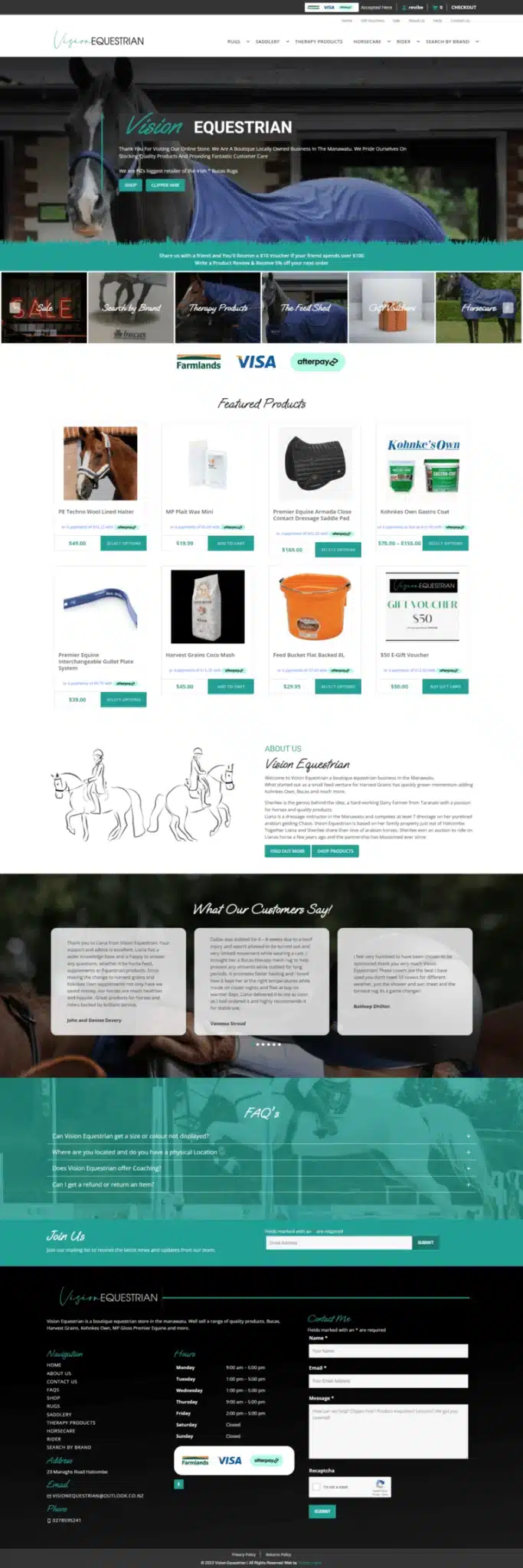 Vision Equestrian Website Development Portfolio Item - Embed NZ