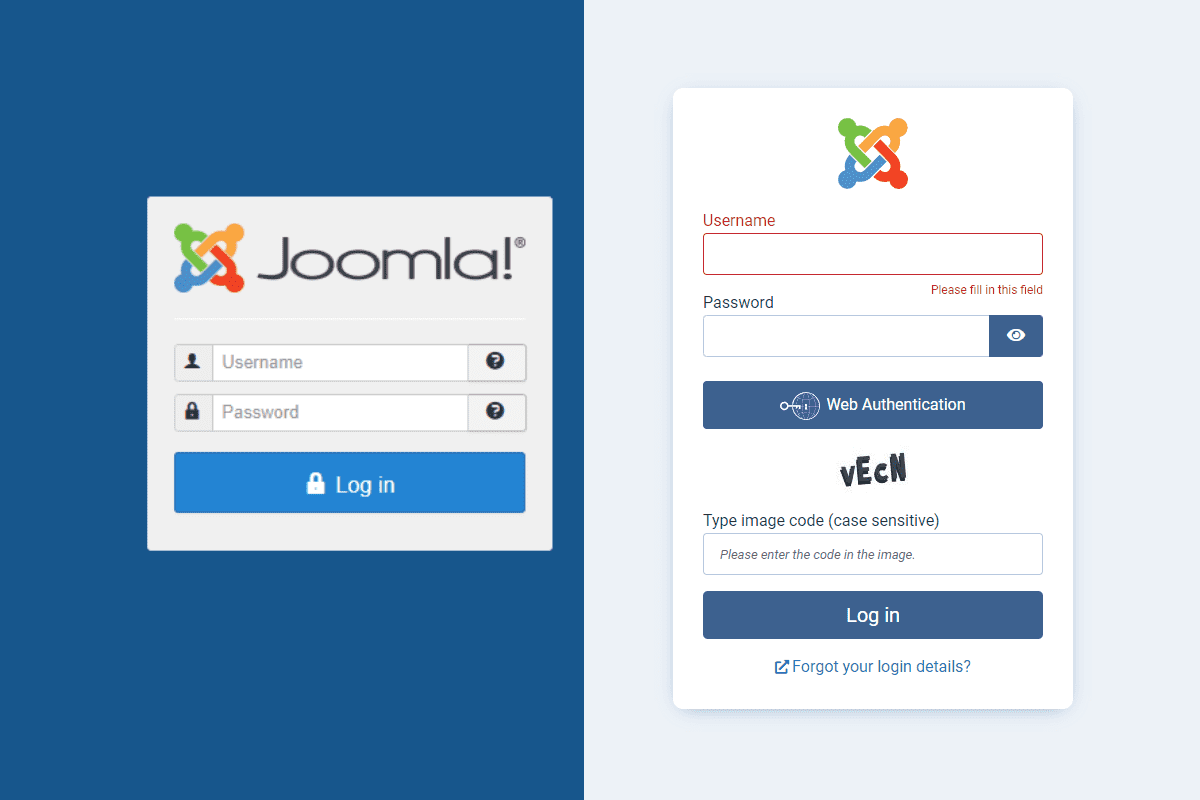 Web Design - J Login Issue - Joomla 2022